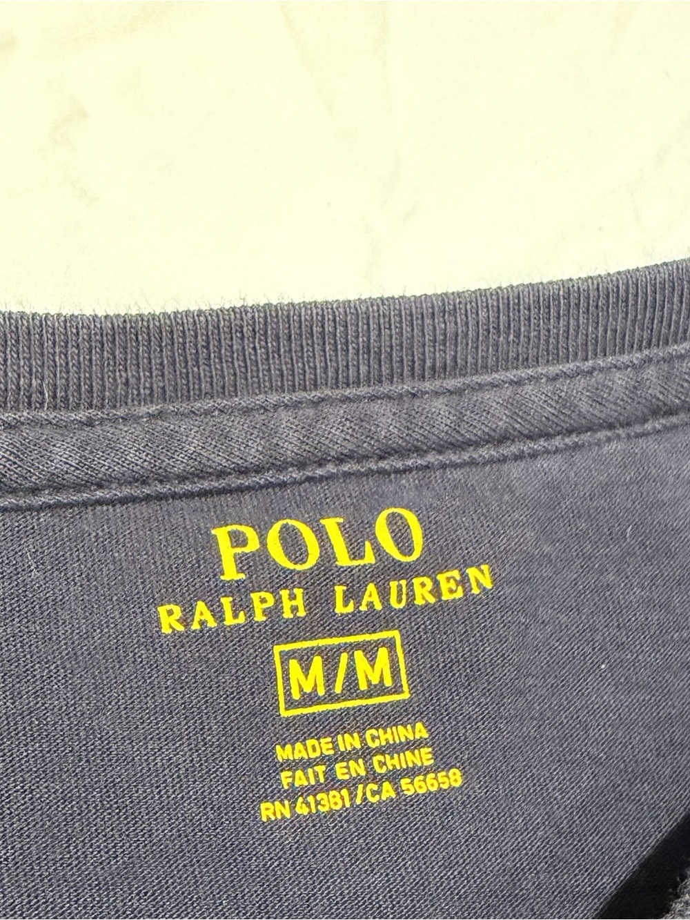 Polo by Ralph Lauren Navy T-Shirt with Yellow Logo Print - Picture 3 of 4